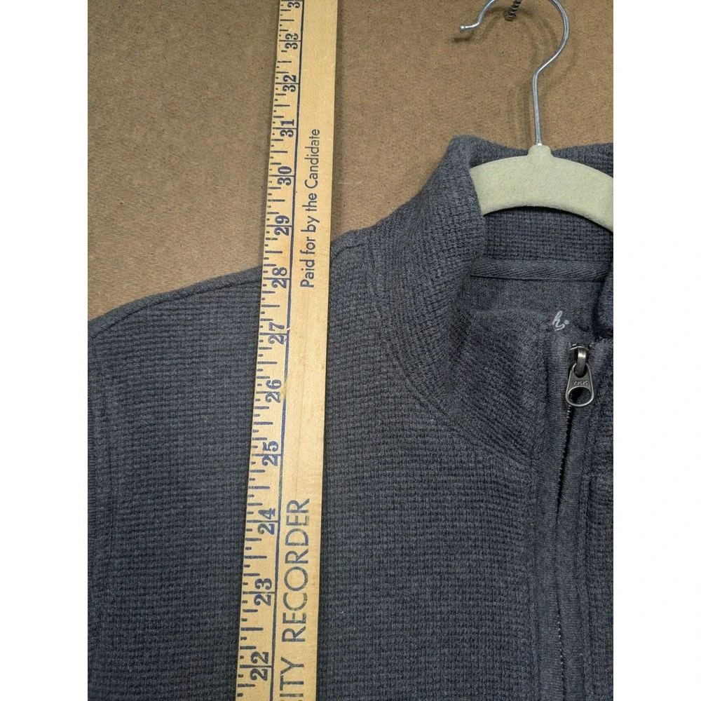 Woolrich Mens Gray Waffle Knit Full Zip Sweater Vest Mock Neck Large 18411 BHR